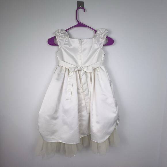 Biscotti Girls Dress Size 6 Ivory Burgundy Floral Satin Tulle Formal Party - Picture 5 of 8